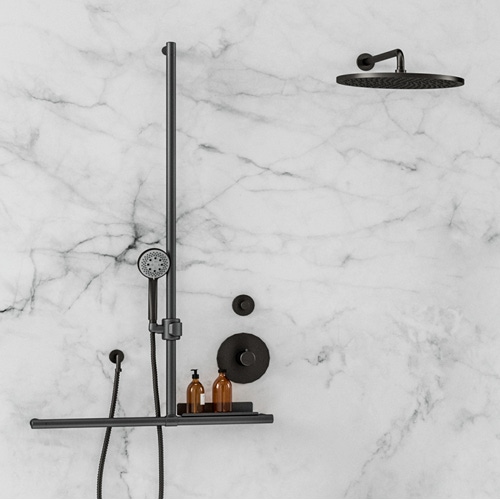 Duschstange DB-R-1205x700 schwarz matt Produktbild F1 S