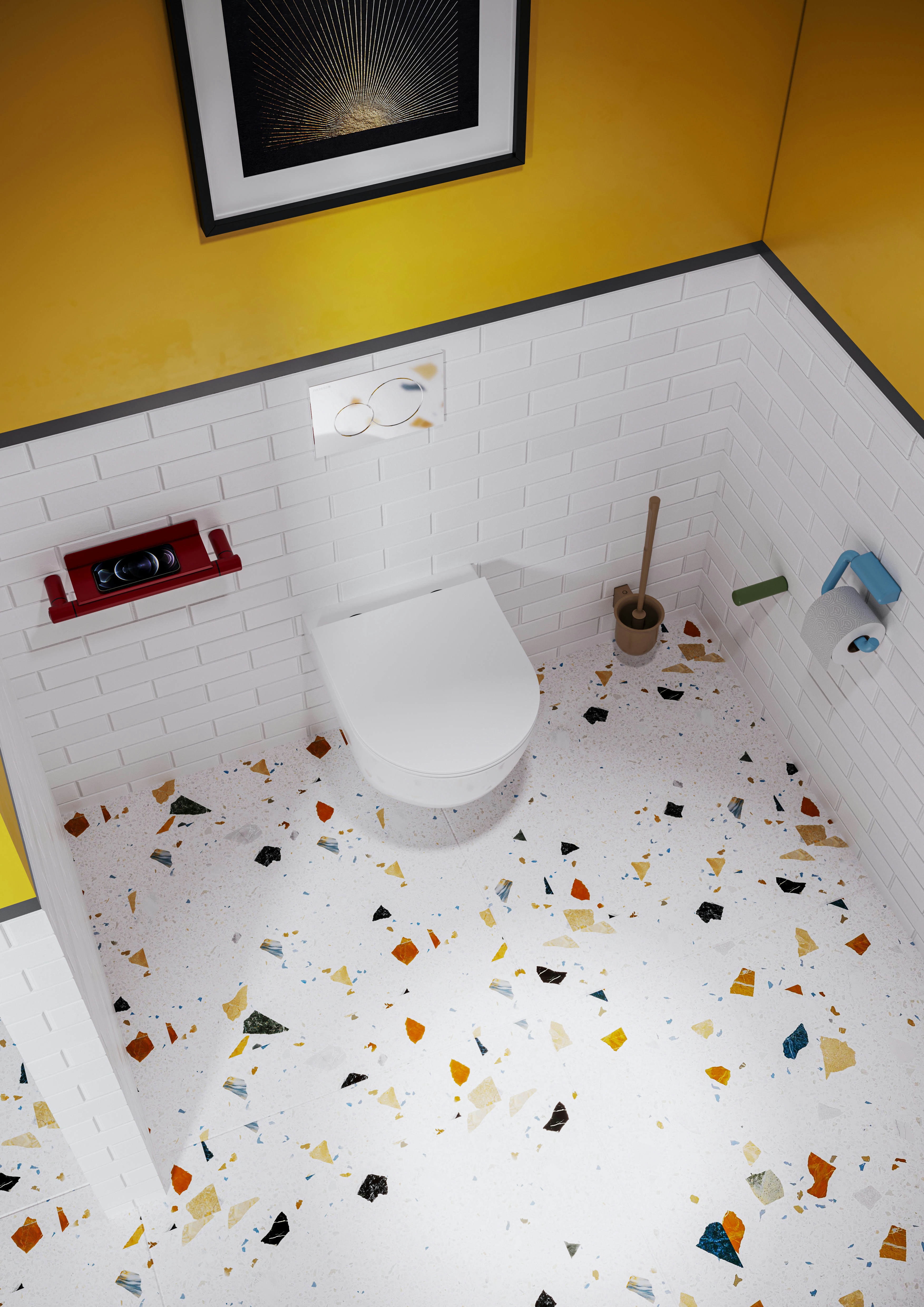 Modulare Fahrradbarriere aus Metall in Schwarz-Grau am urbanen Uferweg, mit Fahrrad-Symbol