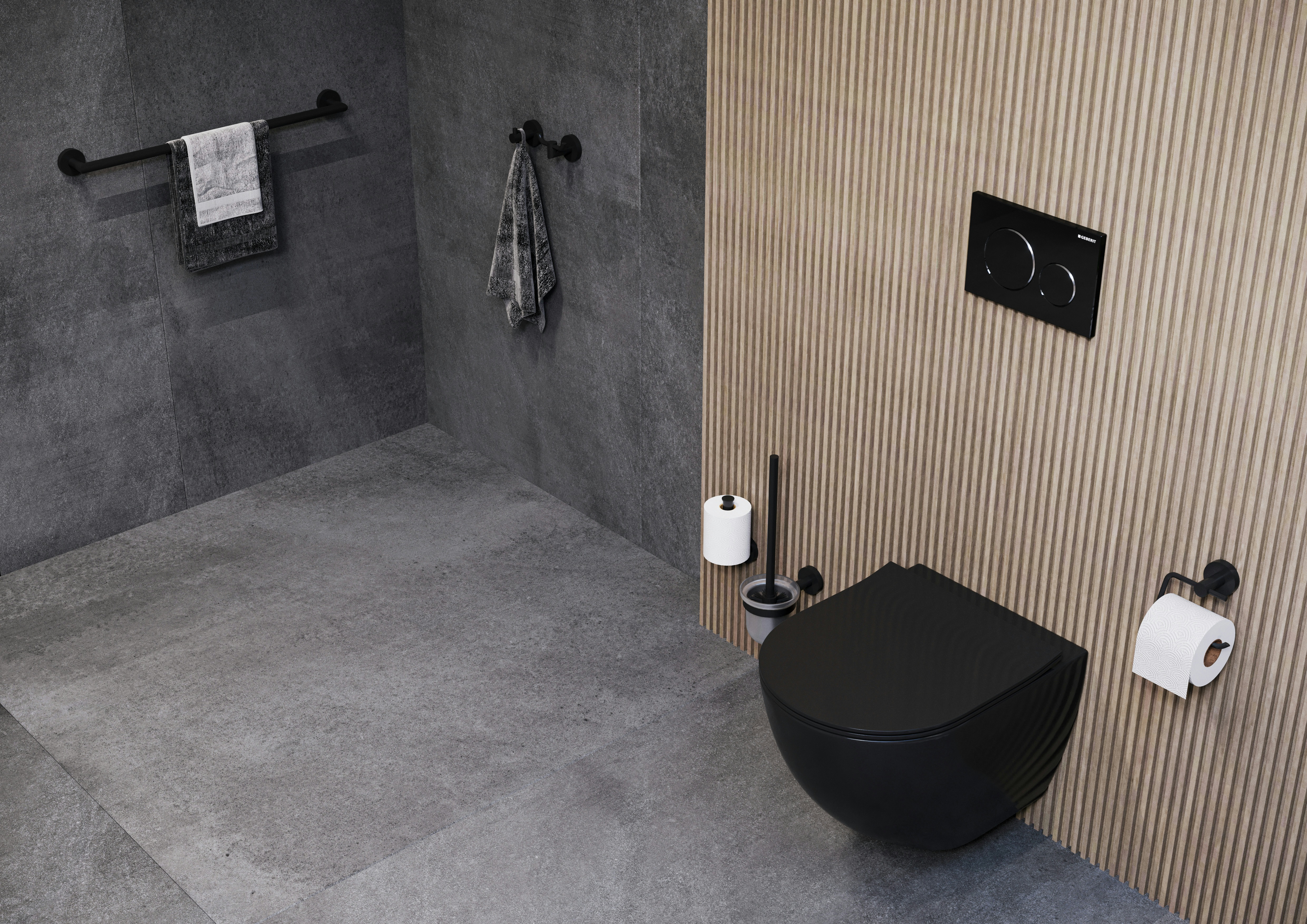 Modulare Fahrradbarriere aus Metall in Schwarz-Grau am urbanen Uferweg, mit Fahrrad-Symbol