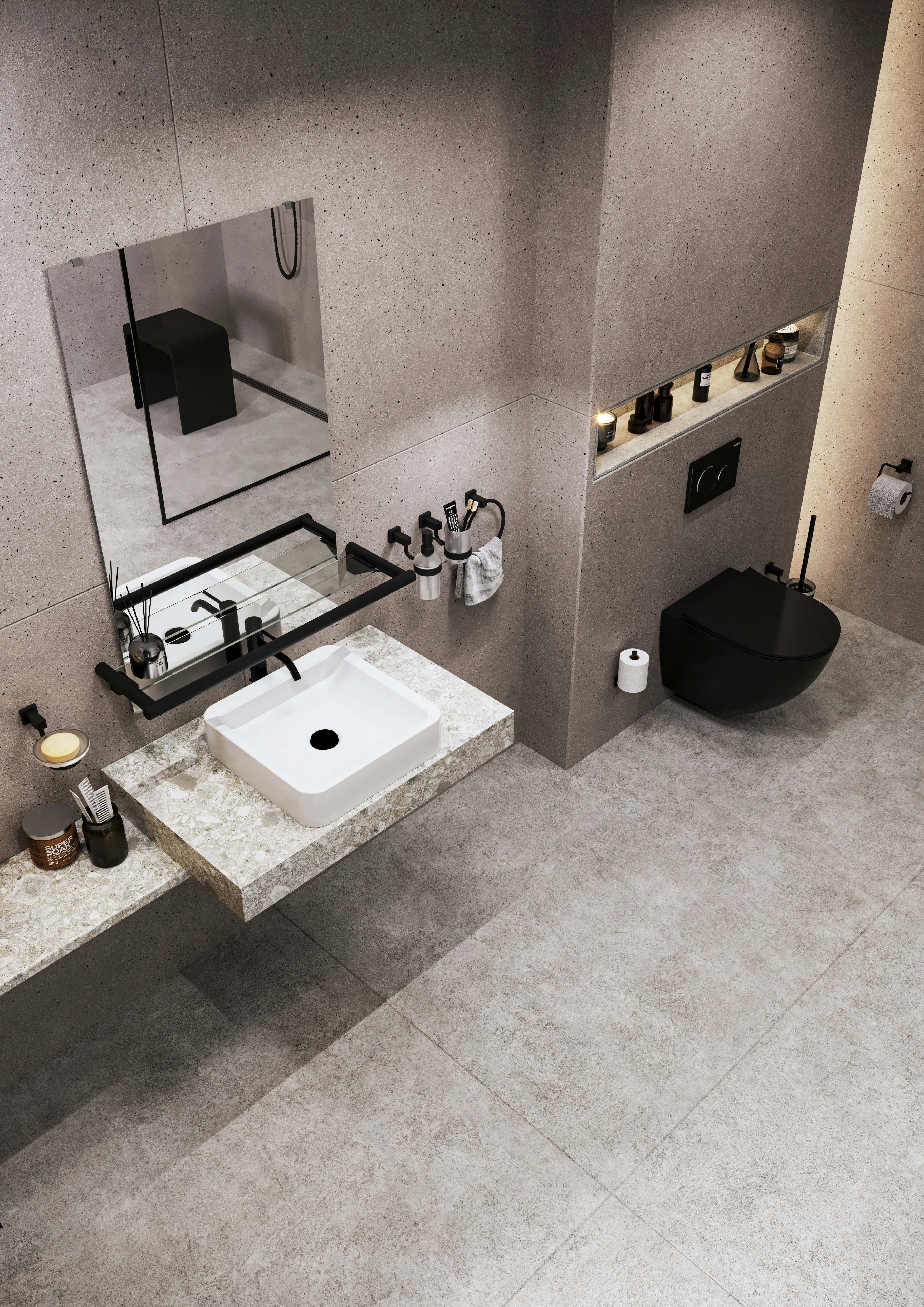 Modulare Fahrradbarriere aus Metall in Schwarz-Grau am urbanen Uferweg, mit Fahrrad-Symbol