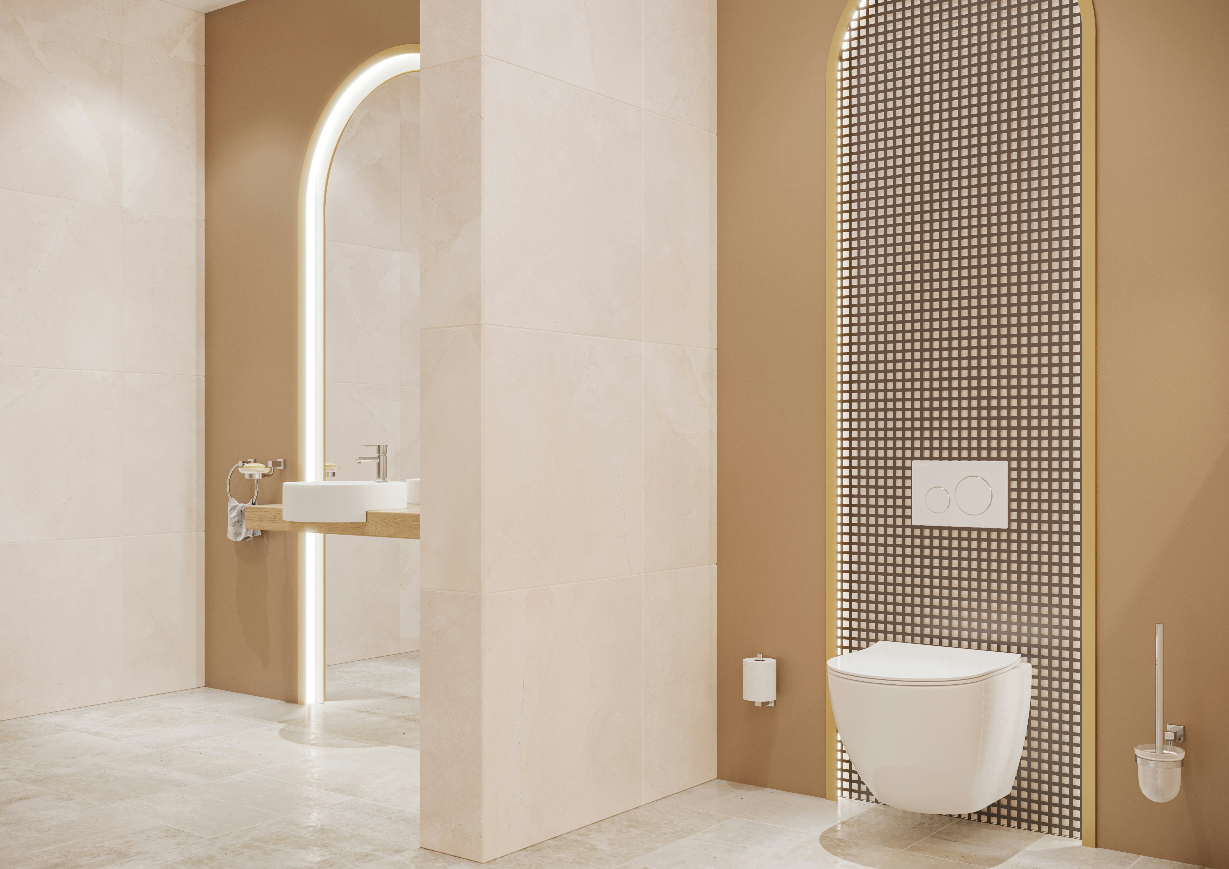 Modulare Fahrradbarriere aus Metall in Schwarz-Grau am urbanen Uferweg, mit Fahrrad-Symbol