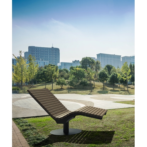 Liege Solaris mit Bambusbelattung Savanna, unmontiert, drehbar, mobil mit Bodenronde Produktbild F2 S
