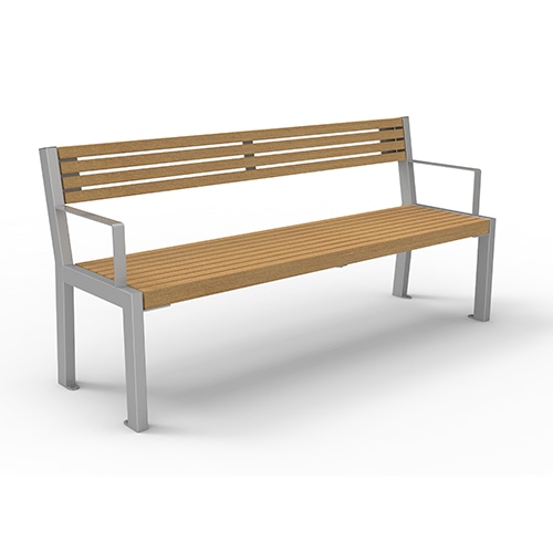 Bank Patio mit Rückenlehne und Armlehne Iroko Produktbild FV S