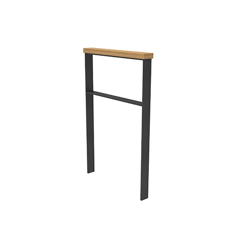 Anlehnbügel Quadri m. Auflage aus Iroko u. Querholm ortsfest Produktbild