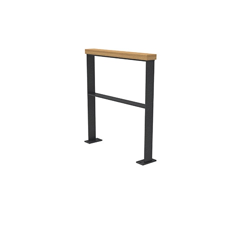 Anlehnbügel Quadri m. Auflage aus Iroko u. Querholm FP0 Produktbild