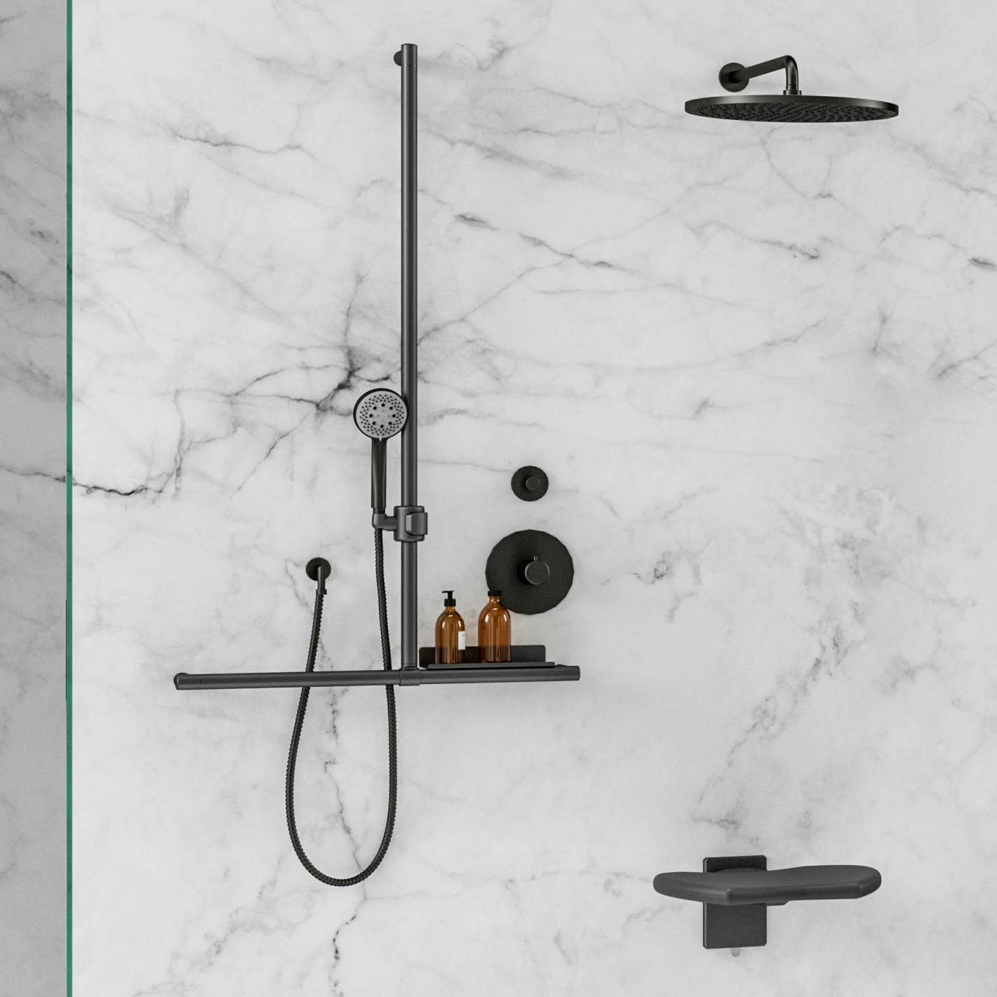 Shower rails and shower grab rails