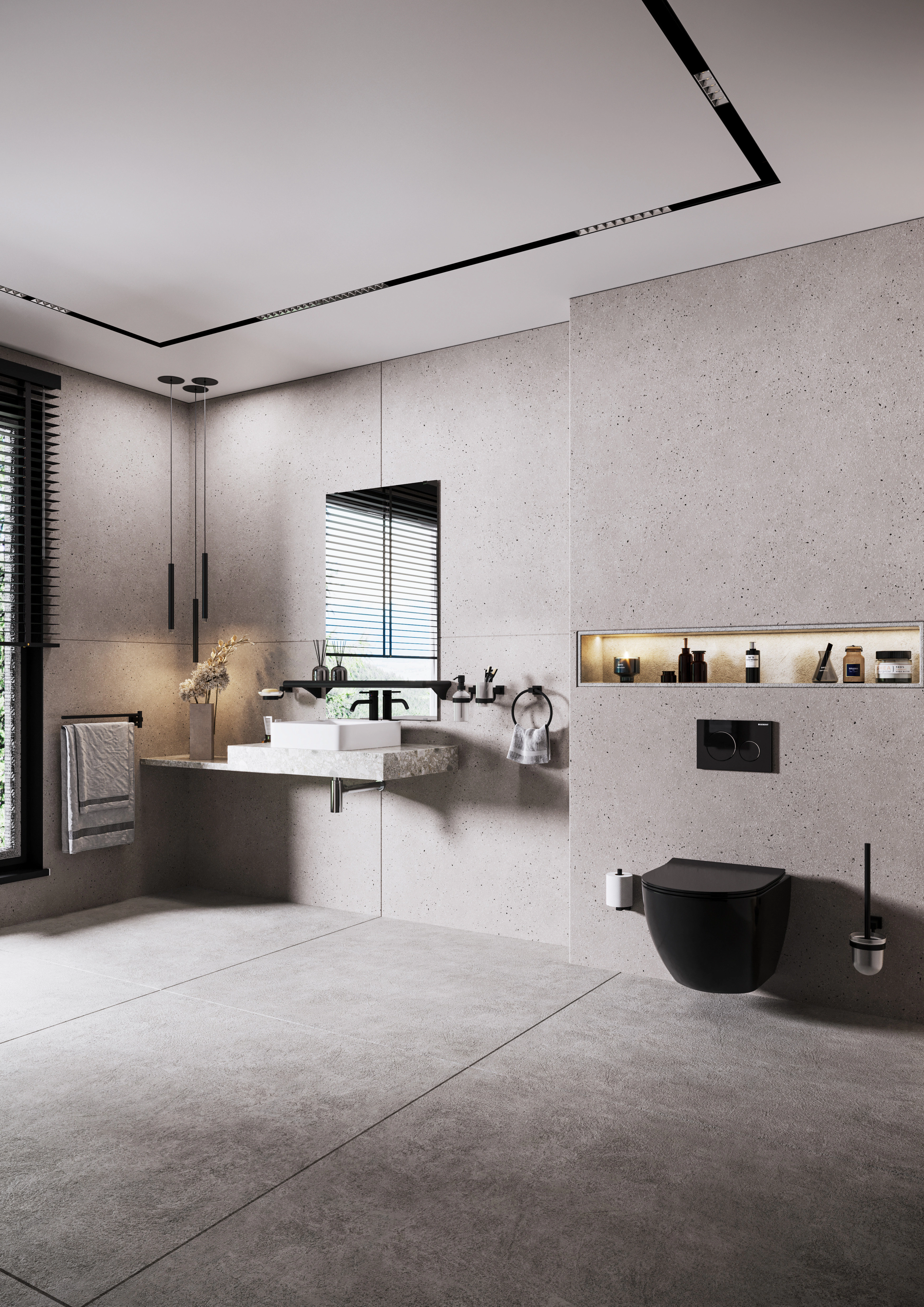 Modulare Fahrradbarriere aus Metall in Schwarz-Grau am urbanen Uferweg, mit Fahrrad-Symbol