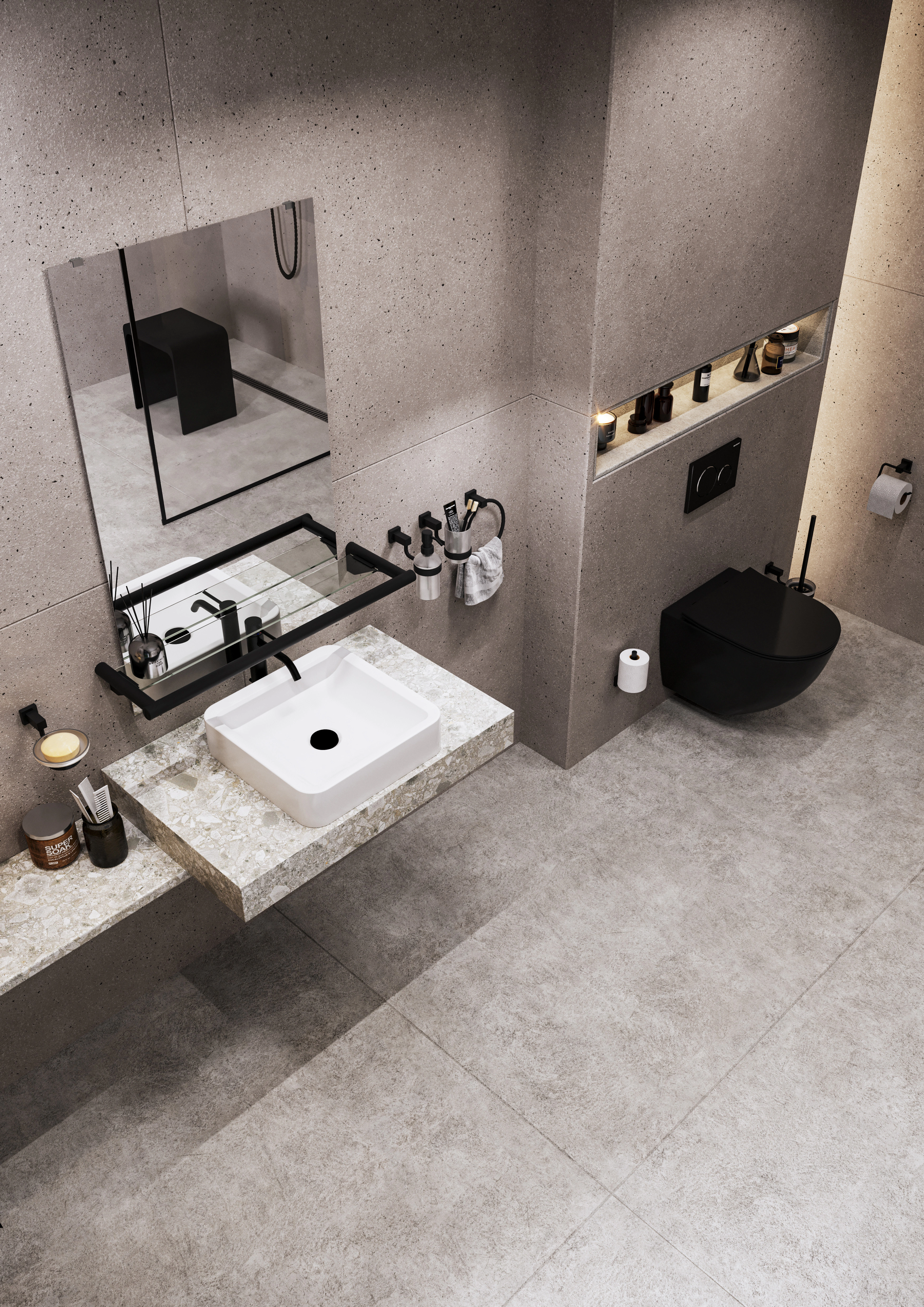 Modulare Fahrradbarriere aus Metall in Schwarz-Grau am urbanen Uferweg, mit Fahrrad-Symbol